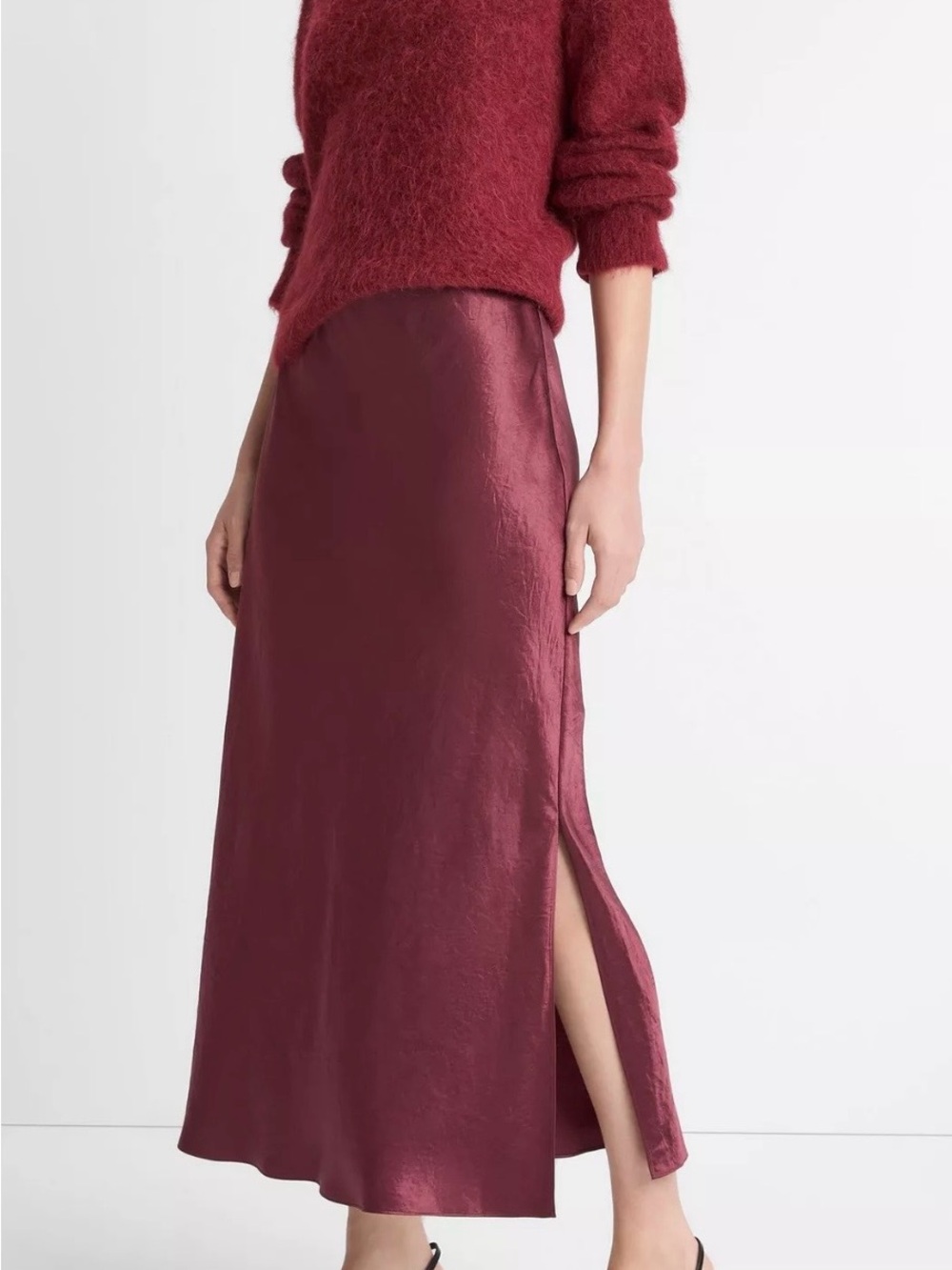 Vince Satin Maxi Slip Skirt in Burgundy Wine size XXS